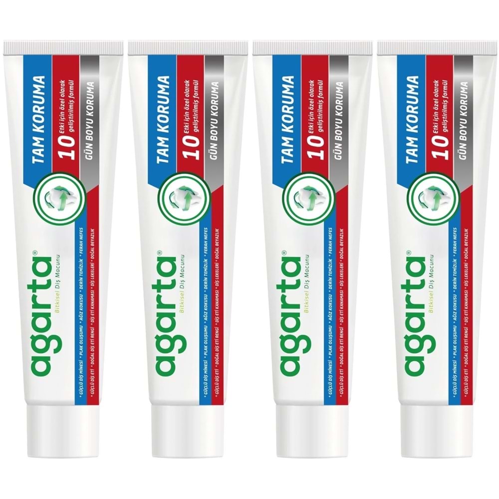 Agarta Doğal Tam koruma Diş Macunu 75 ML Gün Boyu Koruma (4 Lü Set)
