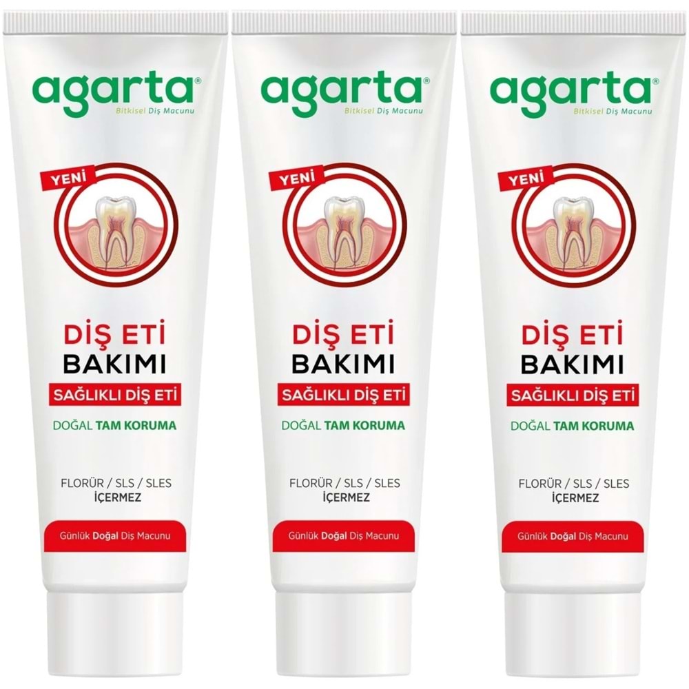 Agarta Doğal Tam koruma Diş Macunu 90 ML Diş Eti Bakımı & Plak Karşıtı (3 Lü Set)