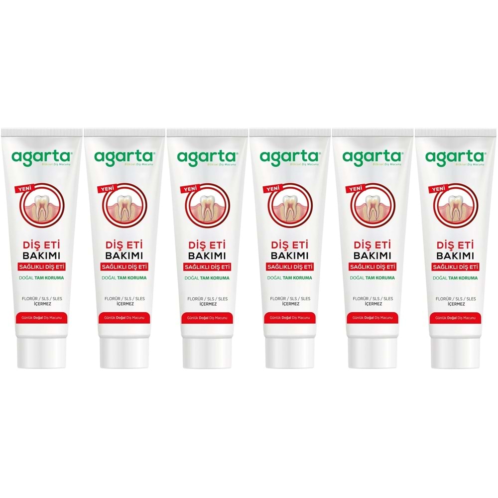 Agarta Doğal Tam koruma Diş Macunu 90 ML Diş Eti Bakımı & Plak Karşıtı (6 Lı Set)