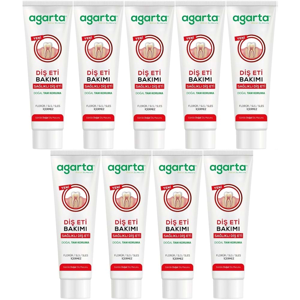 Agarta Doğal Tam koruma Diş Macunu 90 ML Diş Eti Bakımı & Plak Karşıtı (9 Lu Set)
