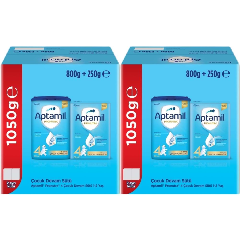 Nutrıcıa Aptamil Pronutra 800GR+250GR Toplam: 1050GR Devam Sütü No:4 (1 Yaş ve Üzeri) (2 Li Set)