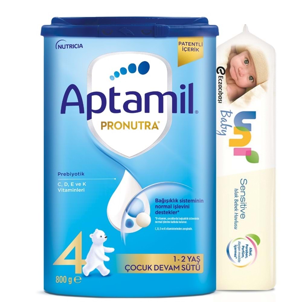 Nutrıcıa Aptamil Pronutra 800GR Devam Sütü No:4 (1-2 Yaş) + Islak Mendil Hediye (4 Lü Set)