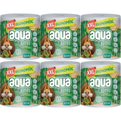 Aqua Kağıt Havlu 3 Katlı Jumbo Paket XXL Bambu (6 Lı Set) 300 Metre (6PK*50MT)