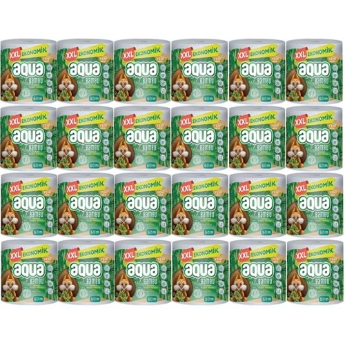 Aqua Kağıt Havlu 3 Katlı Jumbo Paket XXL Bambu (24 Lü Set) 1200 Metre (24PK*50MT)