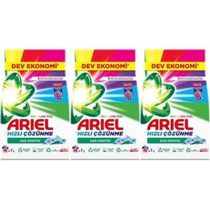 Ariel Matik Toz Çamaşır Deterjanı 21 KG Renklilere Özel/Dağ Esintisi (138 Yıkama) (3PK*7KG)