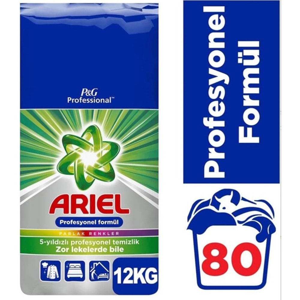Ariel Matik Toz Çamaşır Deterjanı 36KG Parlak Renkler (3PK*12KG) (240 Yıkama)