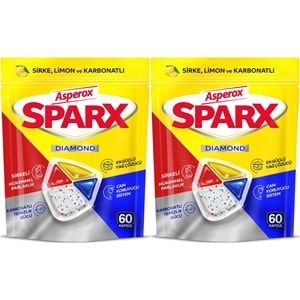 Asperox Sparx Diamond Bulaşık Makinesi Deterjanı Kapsül Tablet Hepsi 1 Arada 120 Adet (2PK*60)