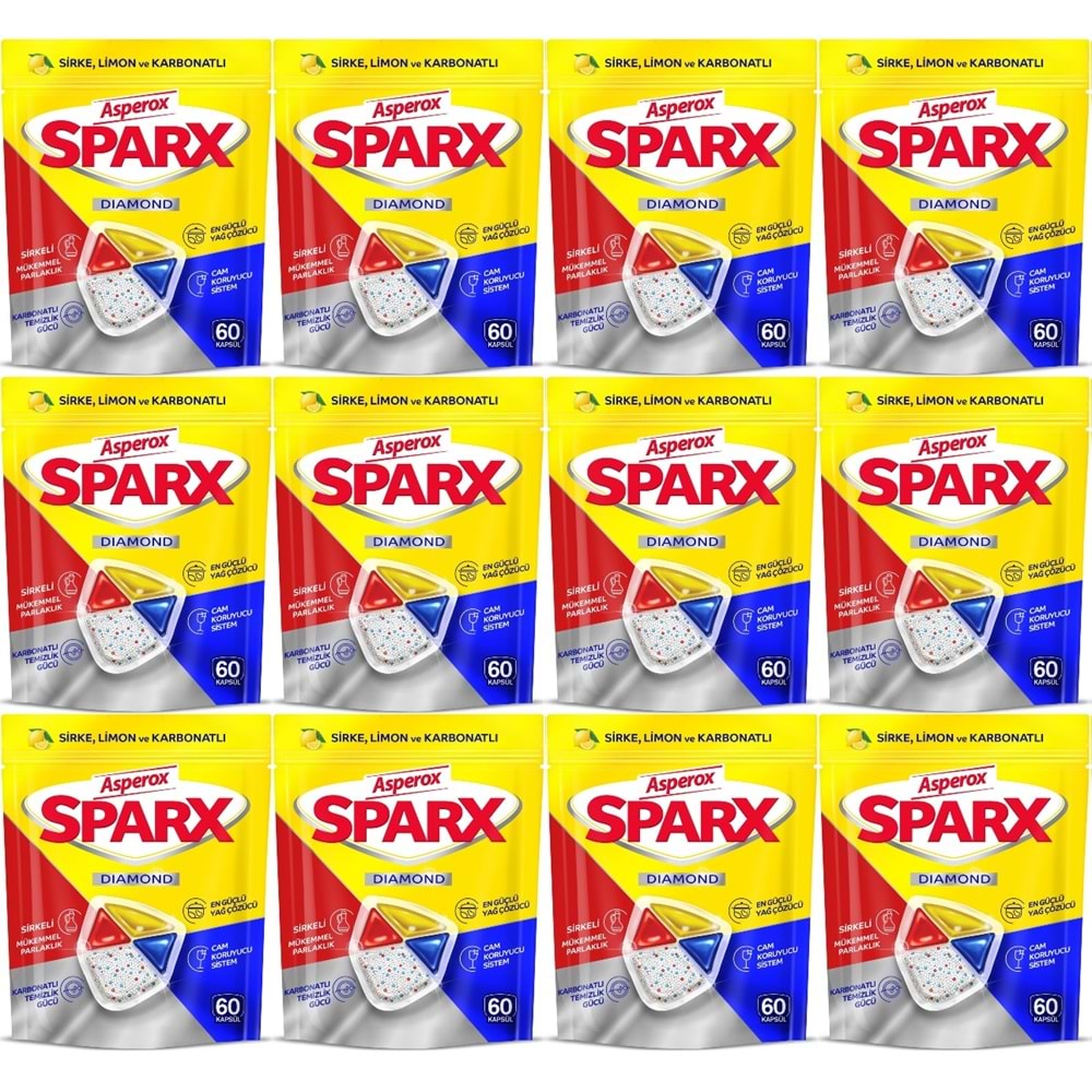 Asperox Sparx Diamond Bulaşık Makinesi Deterjanı Kapsül Tablet Hepsi 1 Arada 720 Adet (12PK*60)