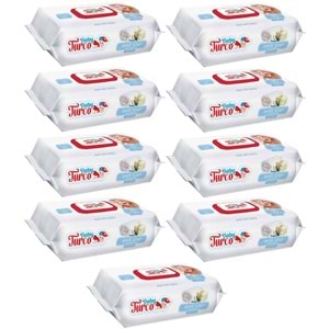 Baby Turco Islak Havlu Mendil 90 Yaprak 9 Lu Set Beyaz Sabun Kokulu Plastik Kapaklı