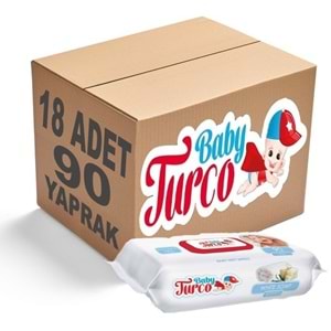 Baby Turco Islak Havlu Mendil 90 Yaprak 18 Li Set Beyaz Sabun Kokulu Plastik Kapaklı
