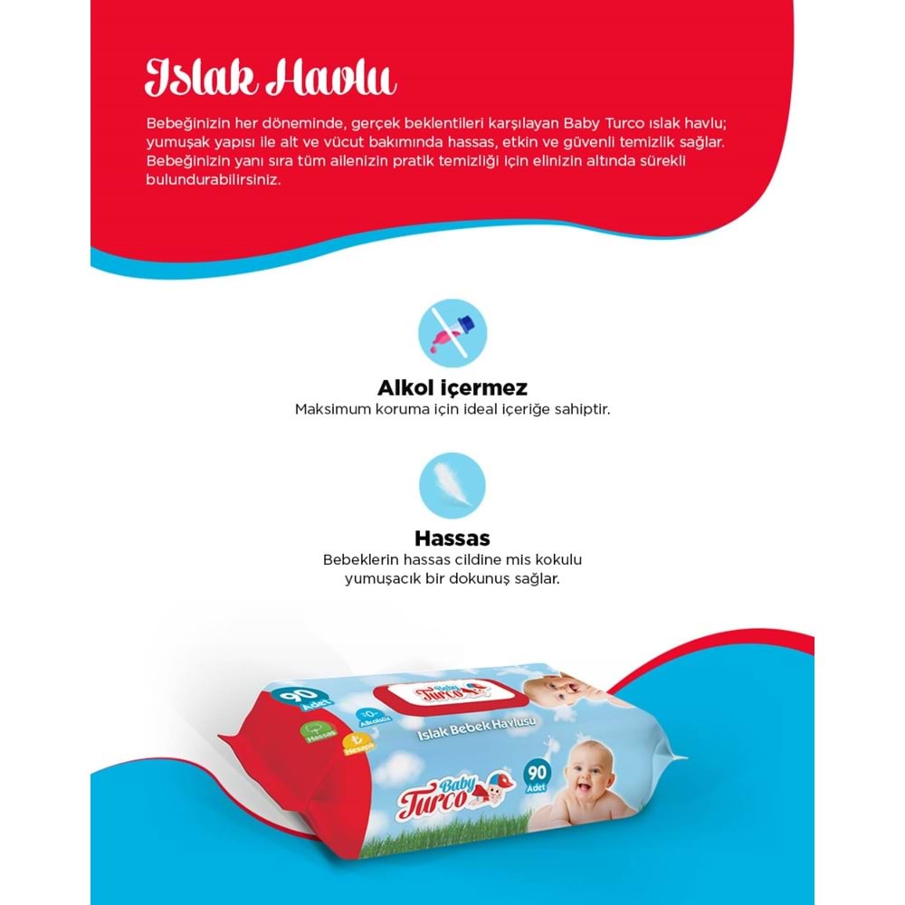 Baby Turco Islak Havlu Mendil Klasik 90 Yaprak 20 Li Set Plastik Kapaklı 1800 Yaprak