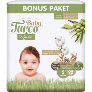 Baby Turco Bebek Bezi Doğadan 5 Beden 12-25 KG Junior 184 Adet Ekonomik Bonus Pk