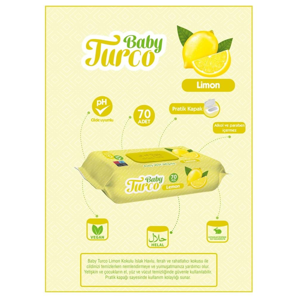Baby Turco Islak Havlu Mendil 70 Yaprak Karma 48 Li Set (Leylak-Lavanta-Limon-Portakal) Plst Kapak