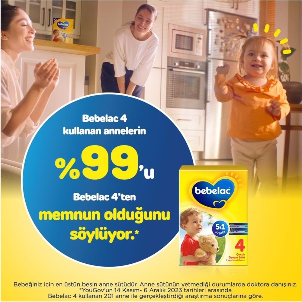 Bebelac 1200GR (800GR+400GR) No:4 Devam Sütü (1+ Yaş) Avantaj Pk (5 Li Set)
