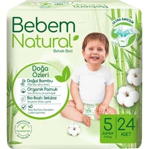 Bebem Bebek Bezi Natural 5 Beden 11-18 KG Junior 240 Adet Aylık Ultra Fırsat Pk