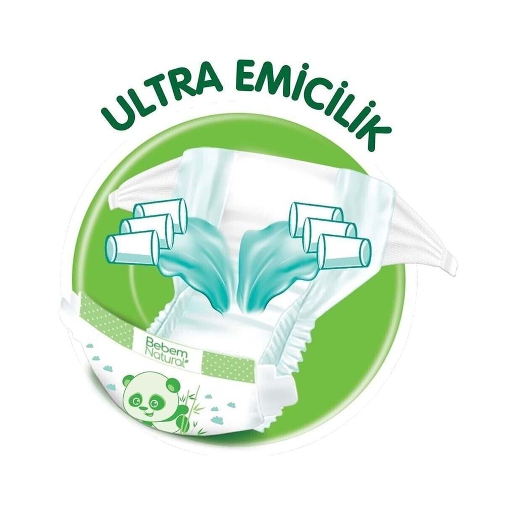 Bebem Bebek Bezi Natural 3 Beden 4-9 KG Midi 168 Adet Aylık Fırsat Pk