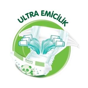 Bebem Bebek Bezi Natural 3 Beden 4-9 KG Midi 168 Adet Aylık Fırsat Pk
