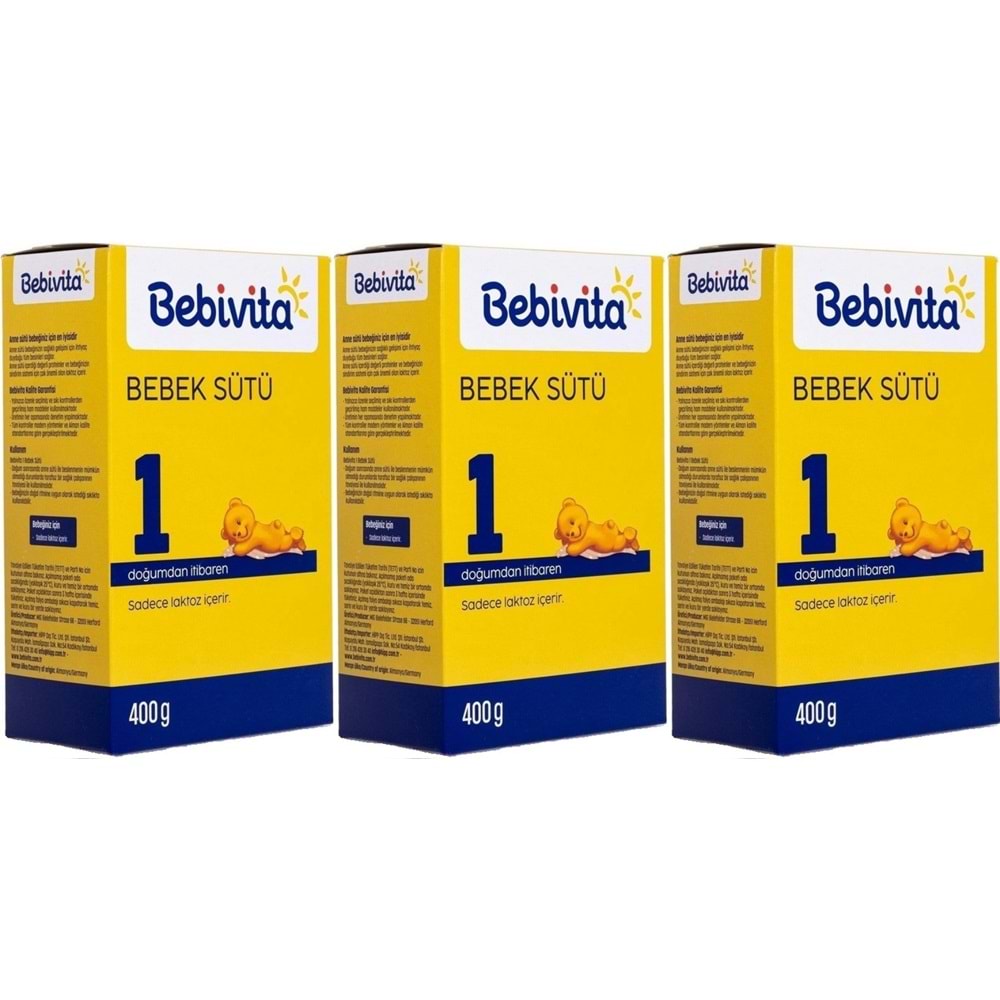Bebivita Bebek Sütü 400GR No:1 (0-6 Ay) Doğumdan İtibaren (3 Lü Set)