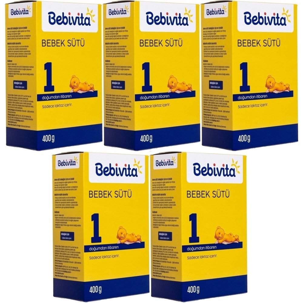 Bebivita Bebek Sütü 400GR No:1 (0-6 Ay) Doğumdan İtibaren (5 Li Set)