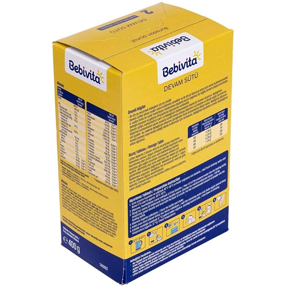 Bebivita Bebek Sütü 400GR No:2 (6-12 Ay) (5 Li Set)