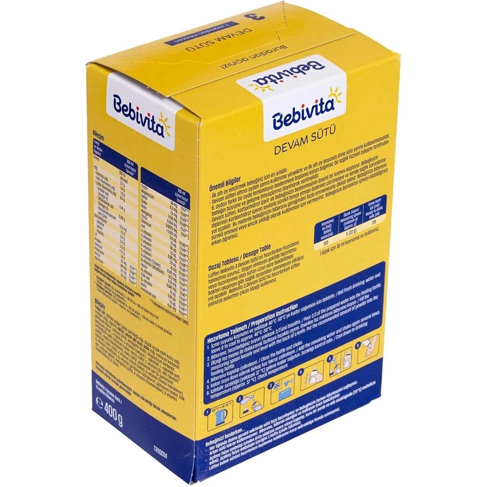 Bebivita Bebek Sütü 400GR No:3 (1 Yaşından İtibaren) (2 Li Set)
