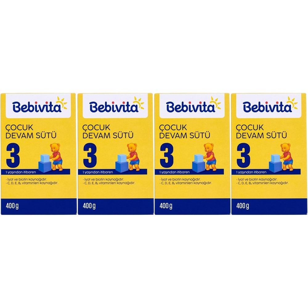 Bebivita Bebek Sütü 400GR No:3 (1 Yaşından İtibaren) (4 Lü Set)