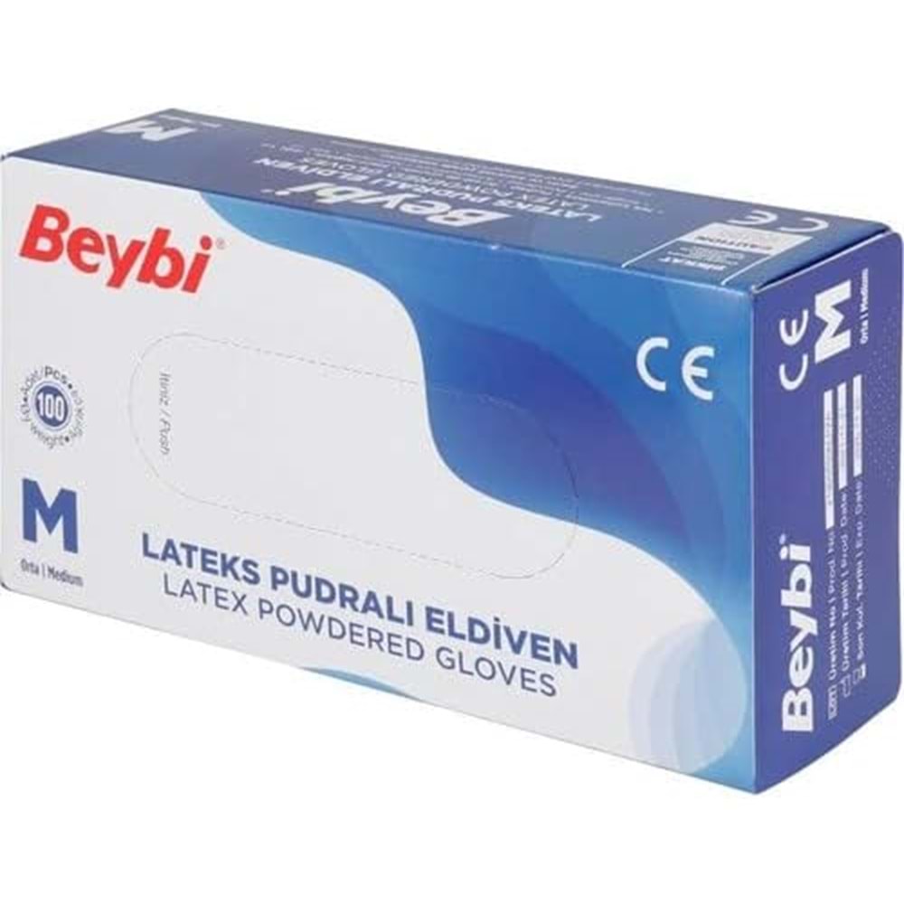 Beybi Lateks Pudralı Muayene Eldiveni M - Medium - Orta 200 Lü Set