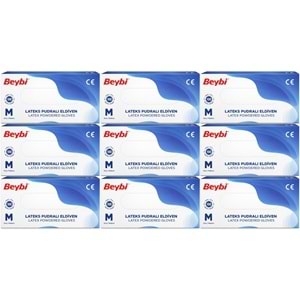 Beybi Lateks Pudralı Muayene Eldiveni M - Medium - Orta 900 Lü Set