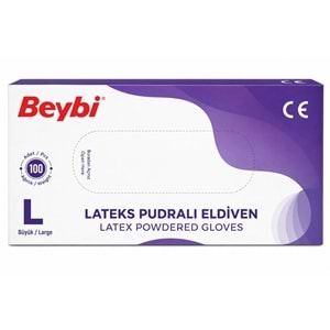 Beybi Lateks Pudralı Muayene Eldiveni L - Large - Büyük 900 Lü Set