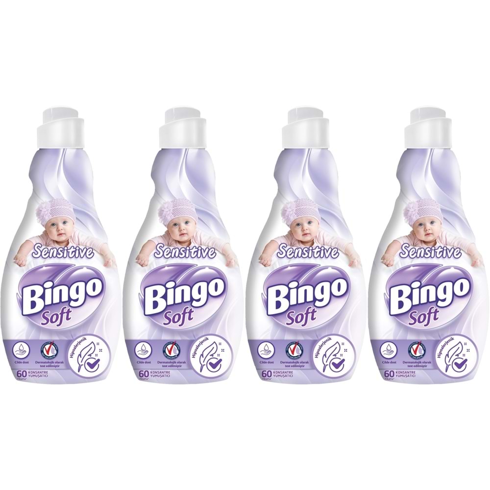 Bingo Soft Çamaşır Yumuşatıcı Konsantre 1440ML Sensitive (Hipoalerjenik) (4 Lü Set)