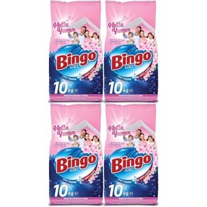 Bingo Matik Toz Çamaşır Deterjanı 40KG Beyazlar ve Renkliler (4PK*10KG) (268 Yıkama) (Mutlu Yuvam)