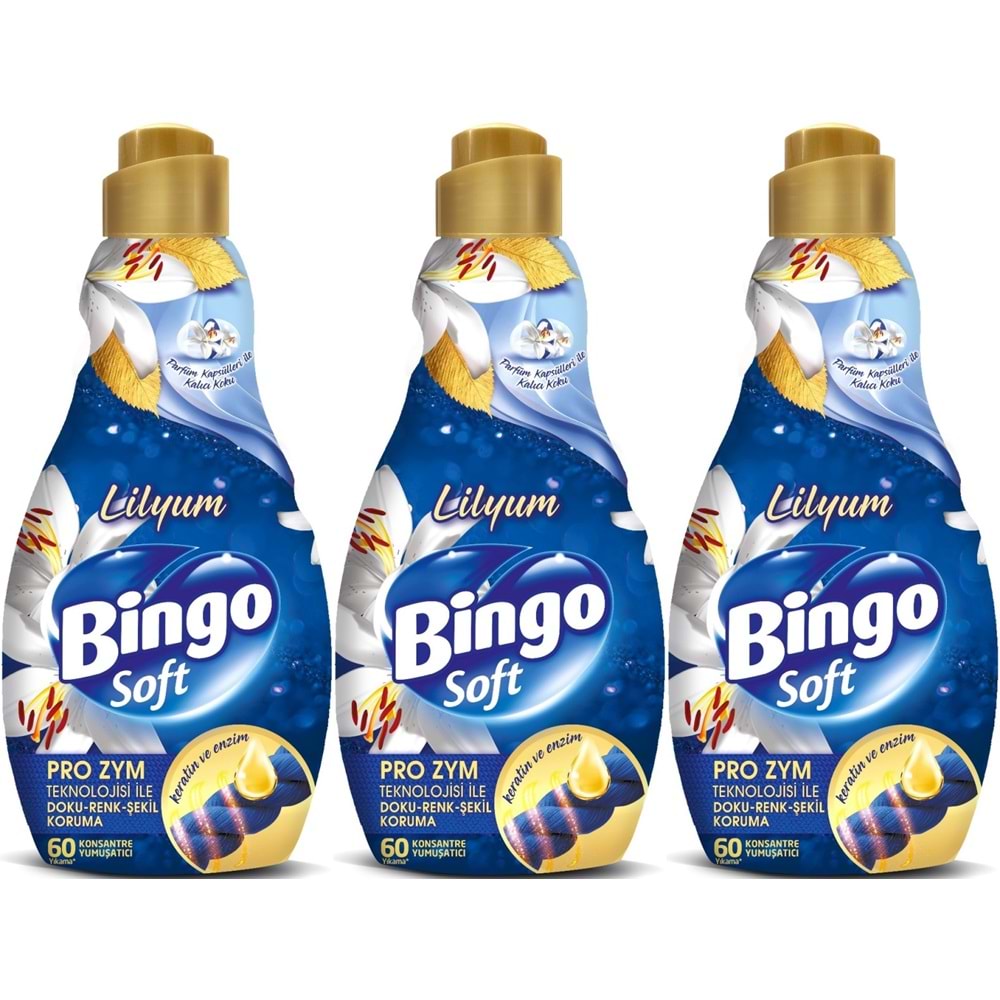 Bingo Soft Çamaşır Yumuşatıcı Konsantre 1440ML Lilyum (3 Lü Set)