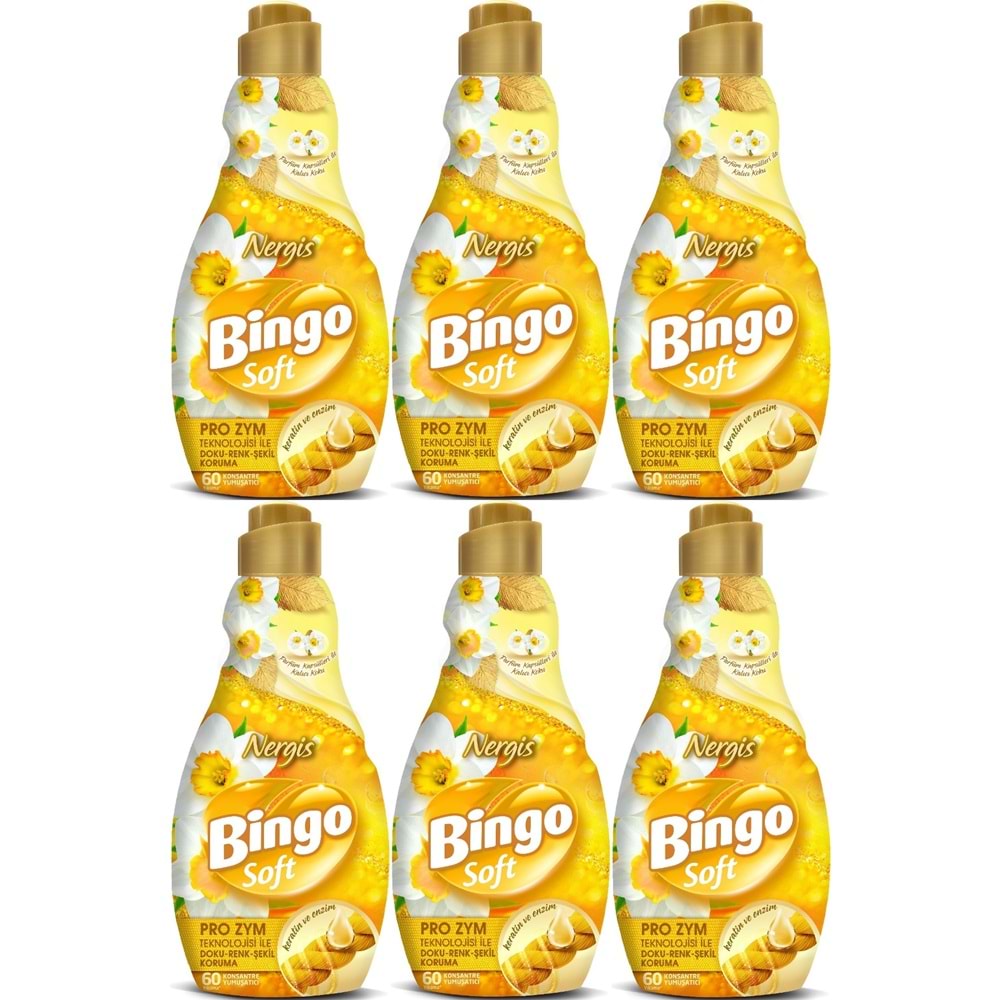Bingo Soft Çamaşır Yumuşatıcı Konsantre 1440ML Nergis (6 Lı Set)