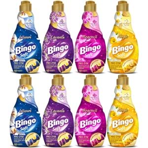 Bingo Soft Çamaşır Yumuşatıcı Konsantre 1440ML Karma 8 Li Set (Lilyum-Lavanta-Begonvil-Nergis)