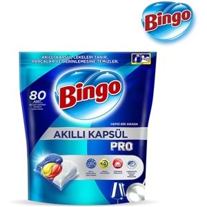Bingo Akıllı Kapsül Pro Bulaşık Makinesi Deterjanı Tableti 480 Adet Limon Kokulu (6PK*80)