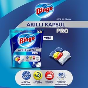 Bingo Akıllı Kapsül Pro Bulaşık Makinesi Deterjanı Tableti 480 Adet Limon Kokulu (6PK*80)