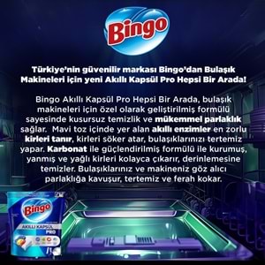 Bingo Akıllı Kapsül Pro Bulaşık Makinesi Deterjanı Tableti 480 Adet Limon Kokulu (6PK*80)