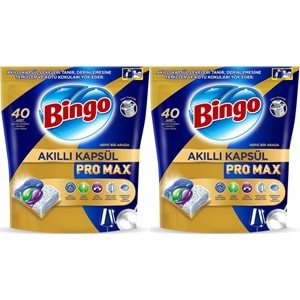 Bingo Akıllı Kapsül Pro Max Bulaşık Makinesi Deterjanı Tableti 80 Adet Limon Kokulu (2PK*40)