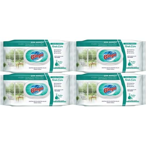 Bingo Clean Yüzey Temizlik Havlusu 96 Yaprak Sevilen Kokular Ferah Evim (4 Lü Set) 384 Yaprak