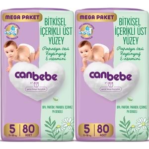 Canbebe Bebek Bezi Beden:5 (11-18KG) Junior 160 Adet Mega Ekonomik Fırsat Pk