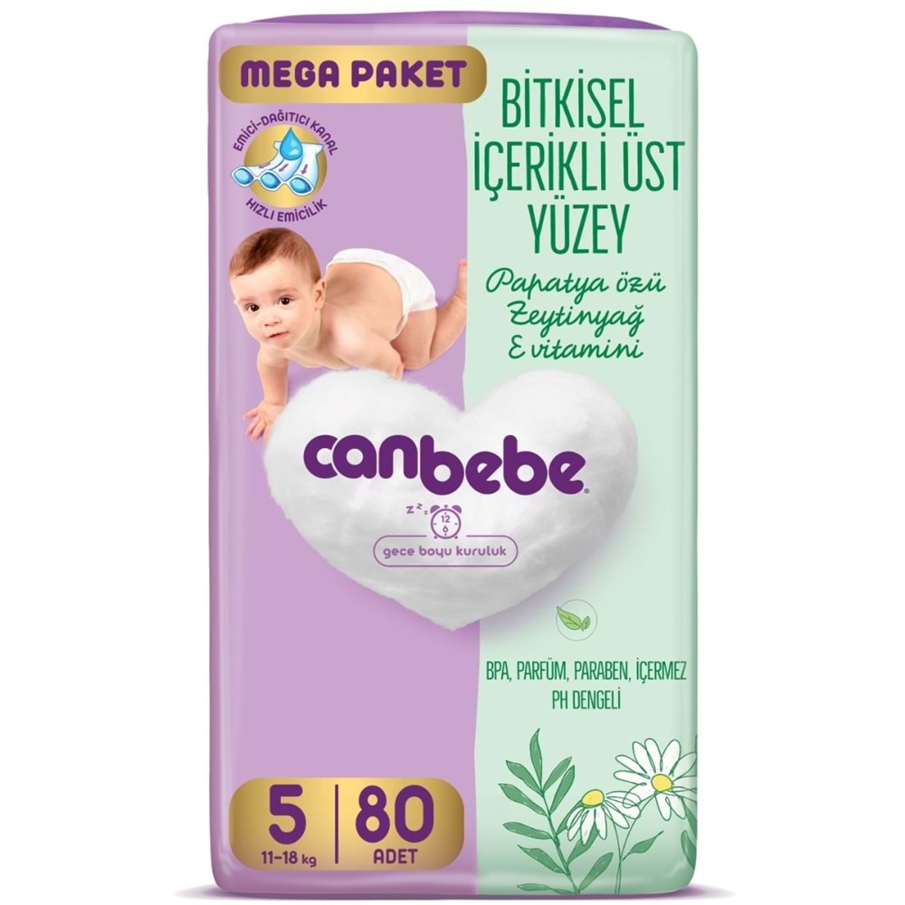 Canbebe Bebek Bezi Beden:5 (11-18KG) Junior 240 Adet Mega Aylık Fırsat Pk