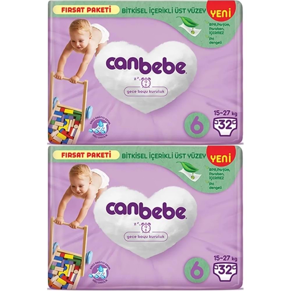 Canbebe Bebek Bezi Beden:6 (15-27Kg) Extra Large 64 Adet Ekonomik Fırsat Pk