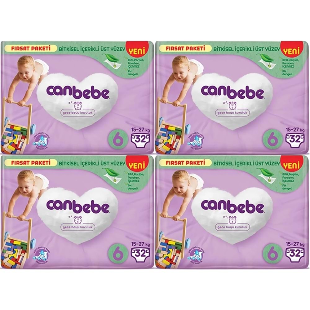Canbebe Bebek Bezi Beden:6 (15-27Kg) Extra Large 128 Adet Avantaj Fırsat Pk
