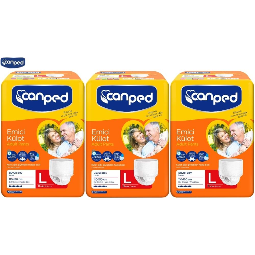 Canped Emici Külot Yetişkin Bezi Büyük-Large 24 Adet (3Pk*8)