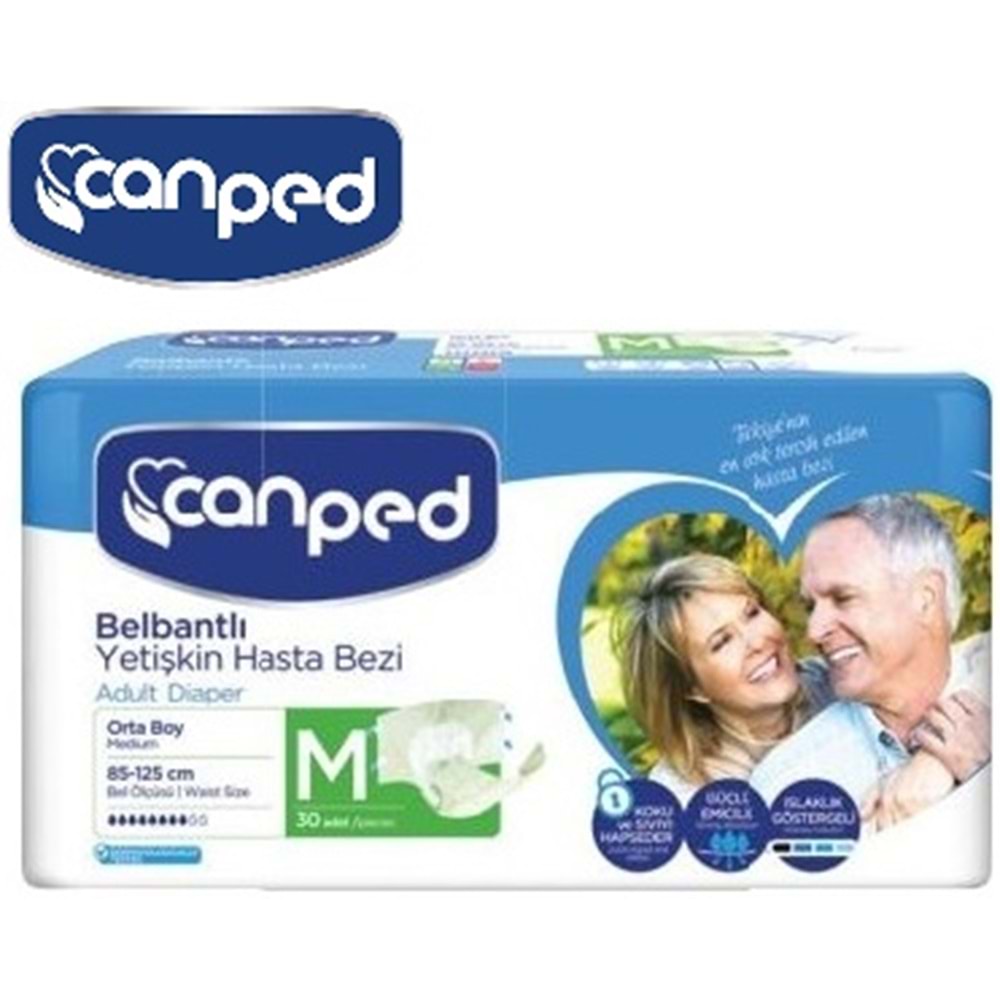 Canped Hasta Bezi Yetişkin Bel Bantlı Polietilen M - Orta - Medium 60 Adet