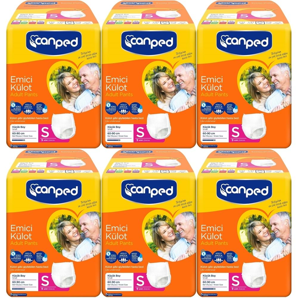 Canped Emici Külot Hasta Bezi S-Küçük Small 54 Adet (6PK*9)