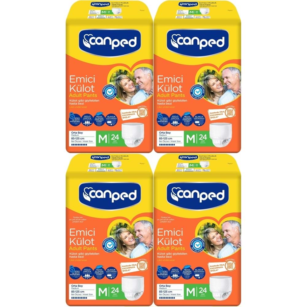 Canped Emici Külot Hasta Yetişkin Bezi M - Orta - Medium 96 Adet (4PK*24)