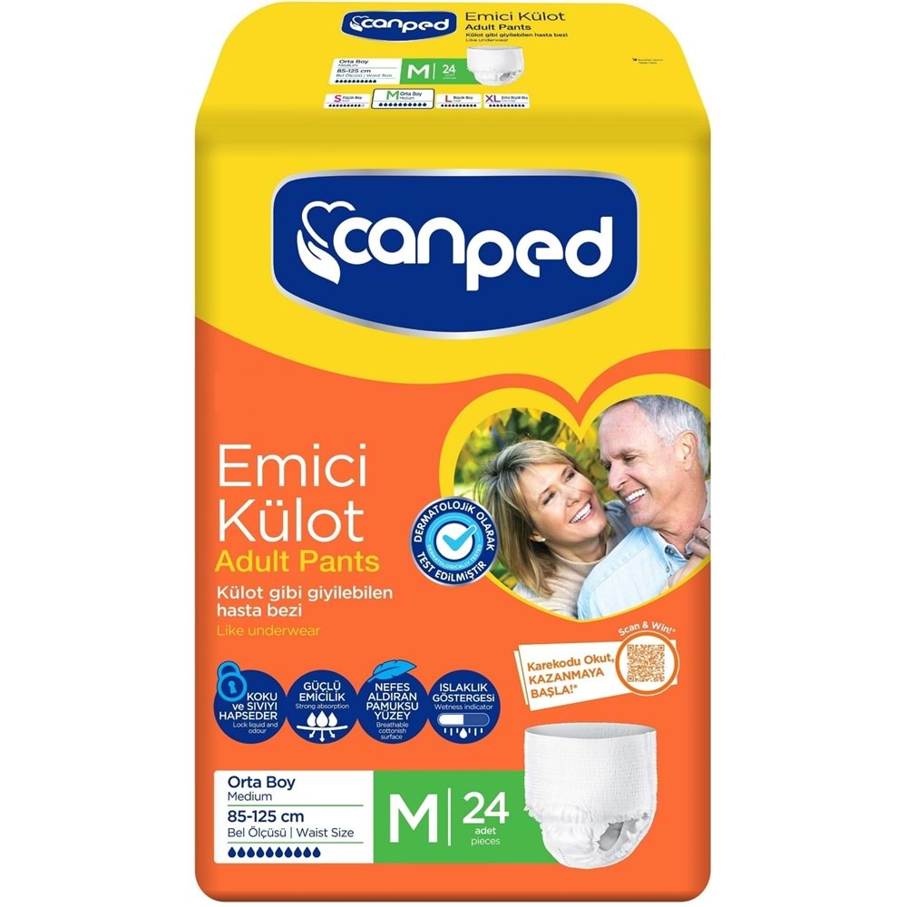 Canped Emici Külot Hasta Yetişkin Bezi M - Orta - Medium 96 Adet (4PK*24)