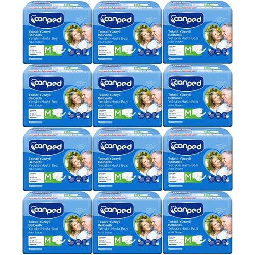 Canped Hasta Bezi Yetişkin Bel Bantlı Tekstil Yüzey M-Orta Boy 216 (12PK*18)