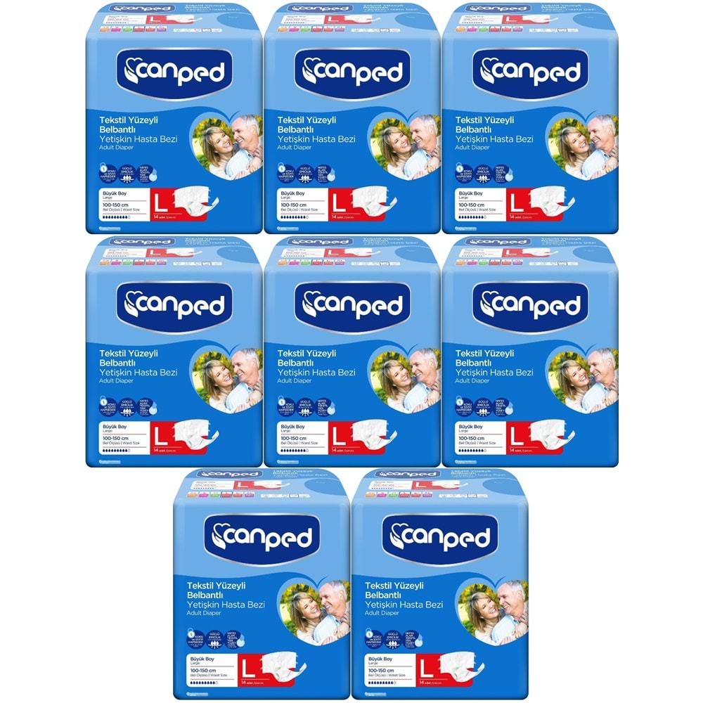 Canped Hasta Bezi Yetişkin Bel Bantlı Tekstil Yüzey L - Büyük - Large 112 Adet (8PK*14)